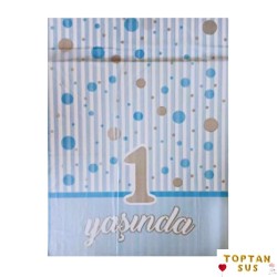 Toptan 1 Yaşındayım Mavi Masa Örtüsü 120x180 Cm