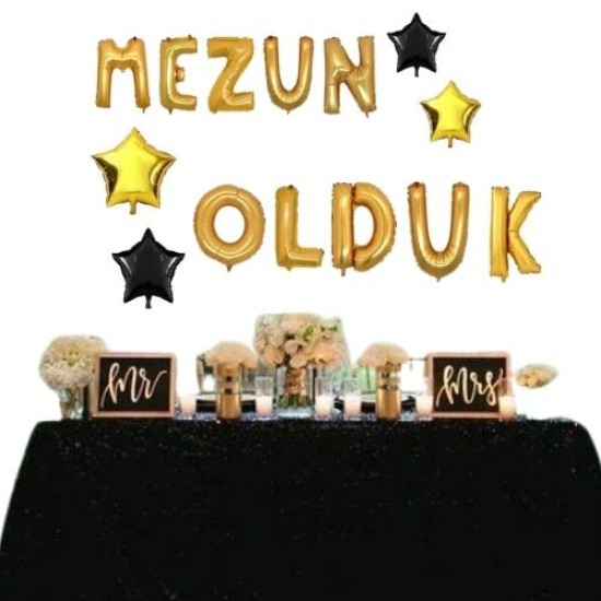 Toptan Mezun Party Balon Seti Gold