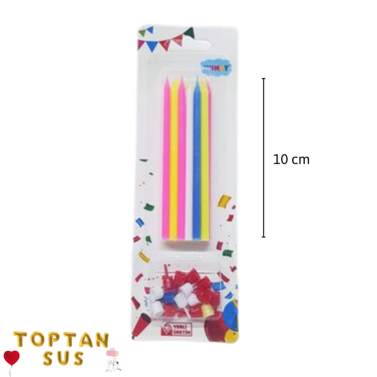 Karışık Renkli Mum 10 Cm 12 Adet