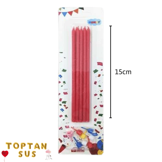 Kırmızı Mum 15 Cm 10 Adet