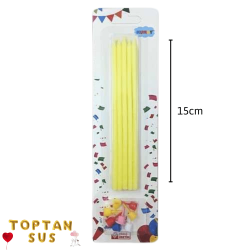 Sarı Mum 15 Cm 10 Adet