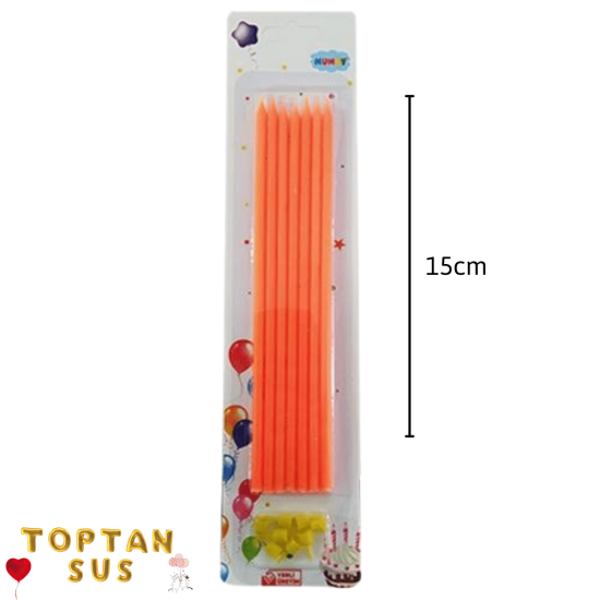 Turuncu Mum 15 Cm 10 Adet