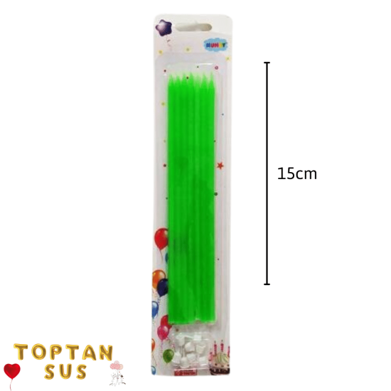 Yeşil Mum 15 Cm 10 Adet