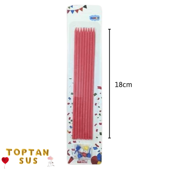 Kırmızı Mum 18 Cm 7 Adet