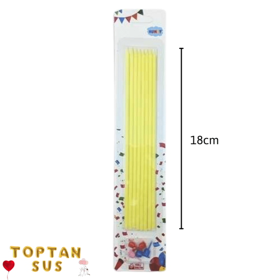 Sarı Mum 18 Cm 7 Adet