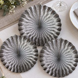Toptan Gümüş Yelpaze Süs 15 cm, 3 Adet