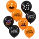 Toptan Halloween Baskılı Balon Siyah Turuncu, 100 Adet
