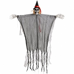 Toptan Halloween Hasır Cadı Beyaz Işıklı, 110 cm