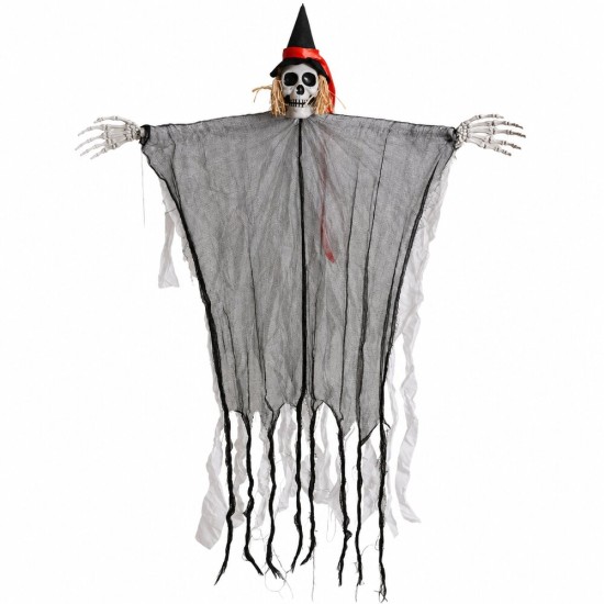 Toptan Halloween Hasır Cadı Beyaz Işıklı, 110 cm Toptan Halloween Hasır Cadı Beyaz Işıklı, 110 cm