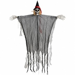 Toptan Halloween Hasır Cadı Siyah Işıklı, 110 cm