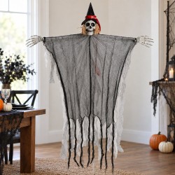Toptan Halloween Hasır Cadı Siyah Işıklı, 110 cm