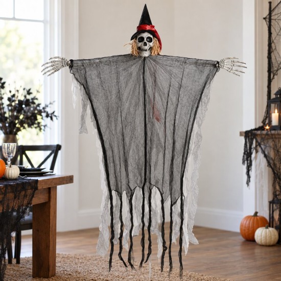 Toptan Halloween Hasır Cadı Siyah Işıklı, 110 cm Toptan Halloween Hasır Cadı Siyah Işıklı, 110 cm
