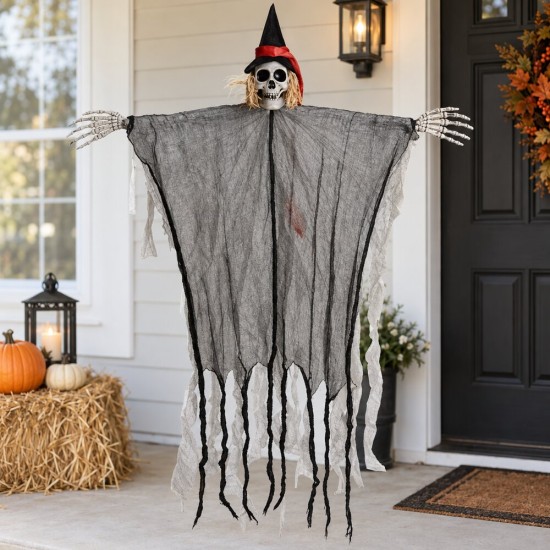 Toptan Halloween Hasır Cadı Siyah Işıklı, 110 cm Toptan Halloween Hasır Cadı Siyah Işıklı, 110 cm