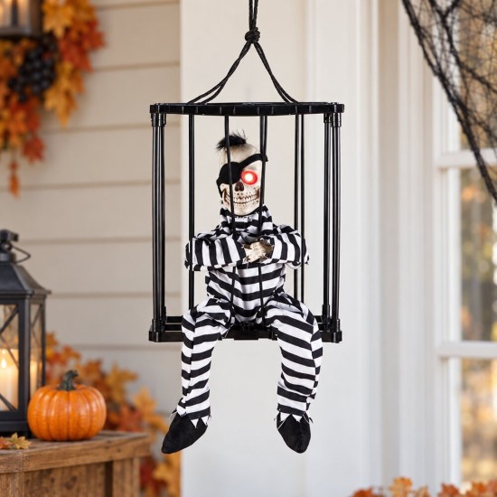 Toptan Halloween Kafesli Mahkum Tek Göz, Işıklı Sesli