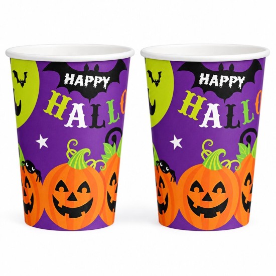 Toptan Halloween Karton Bardak Balkabağı Desenli, 8 Adet Toptan Halloween Karton Bardak Balkabağı Desenli, 8 Adet