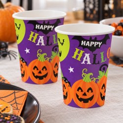 Toptan Halloween Karton Bardak Balkabağı Desenli, 8 Adet