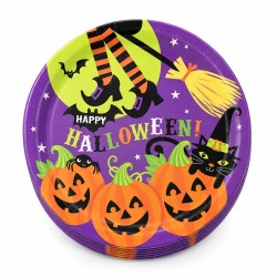 Toptan Halloween Karton Tabak Cadı Desenli, 8 Adet