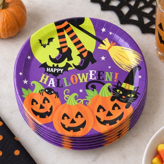 Toptan Halloween Karton Tabak Cadı Desenli, 8 Adet Toptan Halloween Karton Tabak Cadı Desenli, 8 Adet