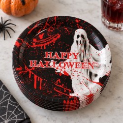 Toptan Halloween Karton Tabak Kanlı Tema, 8 Adet
