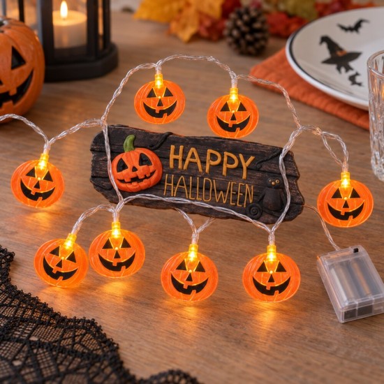 Toptan Halloween Led Işık Zinciri Balkabağı, 10 Işıklı