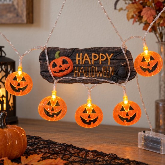 Toptan Halloween Led Işık Zinciri Balkabağı, 10 Işıklı