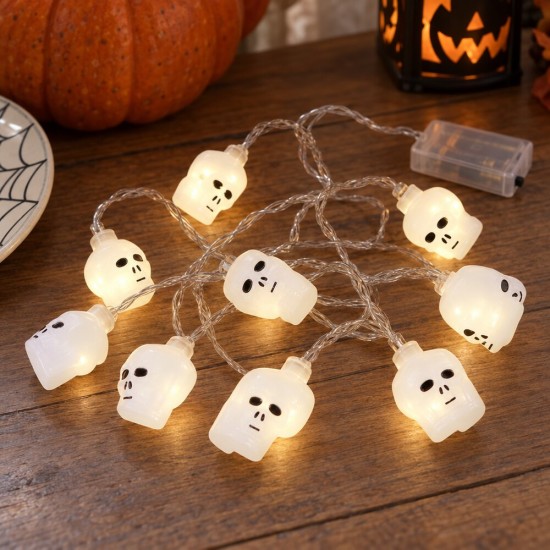 Toptan Halloween Led Işık Zinciri Kuru Kafa, 10 Işıklı
