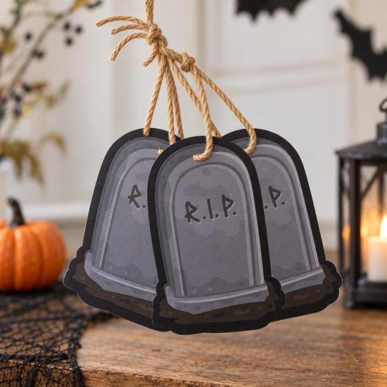 Toptan Halloween Mezar Taşı Sallantı Kart, 10 Adet