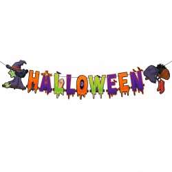 Toptan Halloween Yazılı Cadı Banner