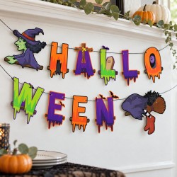 Toptan Halloween Yazılı Cadı Banner