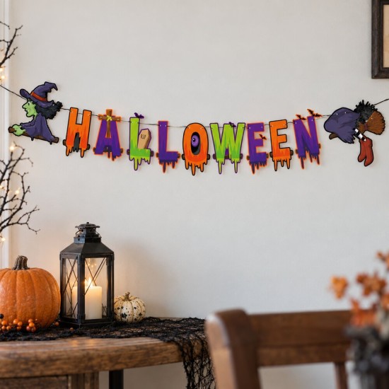 Toptan Halloween Yazılı Cadı Banner Toptan Halloween Yazılı Cadı Banner