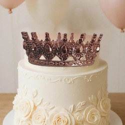 Toptan Pasta Tacı Tam Tur Rose Gold Renk Mika Taç Aksesuar