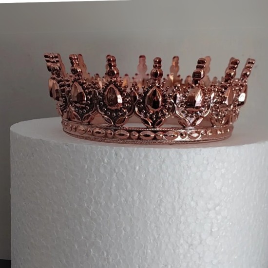 Toptan Pasta Tacı Tam Tur Rose Gold Renk Mika Taç Aksesuar