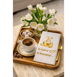 Bi Kahve Bi Muhabbet Yaldızlı Peçete (12 Adet) - Toptan Bi Kahve Bi Muhabbet Yaldızlı Peçete (12 Adet) - Toptan