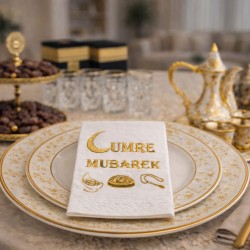 Umre Mübarek Yaldızlı Peçete (12 Adet) - Toptan