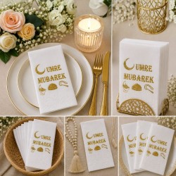 Toptan Umre Mübarek Gold Peçete