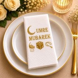 Toptan Umre Mübarek Gold Peçete
