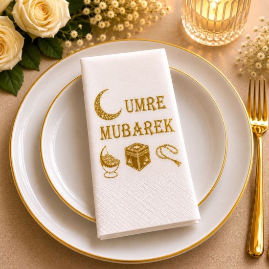 Toptan Umre Mübarek Gold Peçete