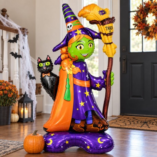 Toptan Halloween Ayaklı Cadı Balon 128 cm Toptan Halloween Ayaklı Cadı Balon 128 cm