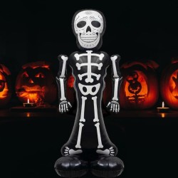 Toptan Halloween Ayaklı İskelet Balon Siyah 160 cm
