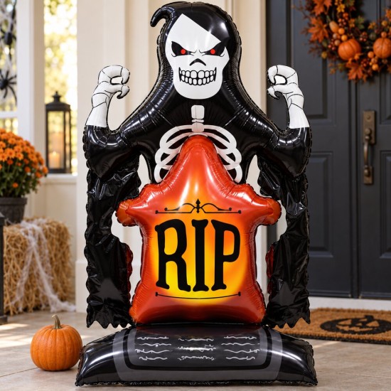 Toptan Halloween Ayaklı RIP İskelet Balon 122 cm Toptan Halloween Ayaklı RIP İskelet Balon 122 cm