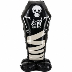 Toptan Halloween Ayaklı Tabutta İskelet Balon 99 cm