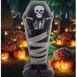 Toptan Halloween Ayaklı Tabutta İskelet Balon 99 cm