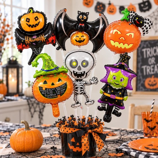 Toptan Halloween Folyo Balon Seti, 6 Parça Toptan Halloween Folyo Balon Seti, 6 Parça