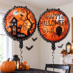 Toptan Halloween Örümcek Desenli Folyo Balon 18 İnç
