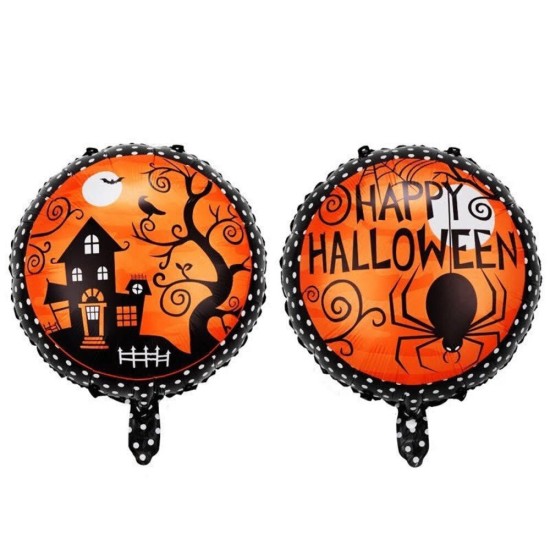 Toptan Halloween Örümcek Desenli Folyo Balon 18 İnç