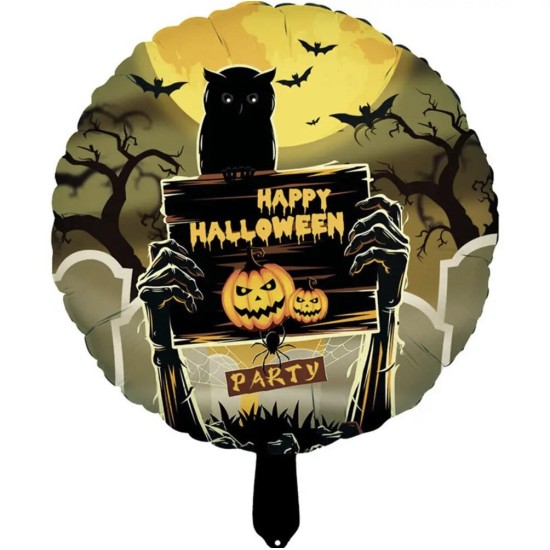 Toptan Happy Halloween Yazılı Folyo Balon 18 İnç