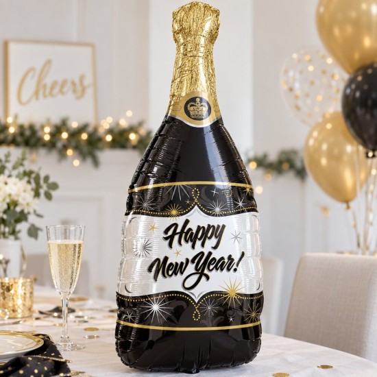 Toptan Happy New Year Şişe Folyo Balon