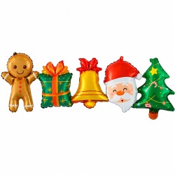 Toptan Mini Yılbaşı Birleşik Folyo Balon Seti