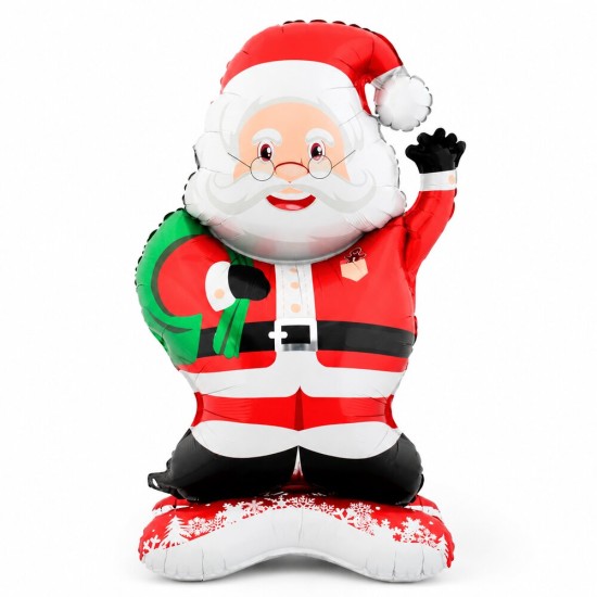 Toptan Yılbaşı Ayaklı Gözlüklü Noel Baba Balon 120 cm
