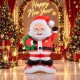 Toptan Yılbaşı Ayaklı Gözlüklü Noel Baba Balon 120 cm